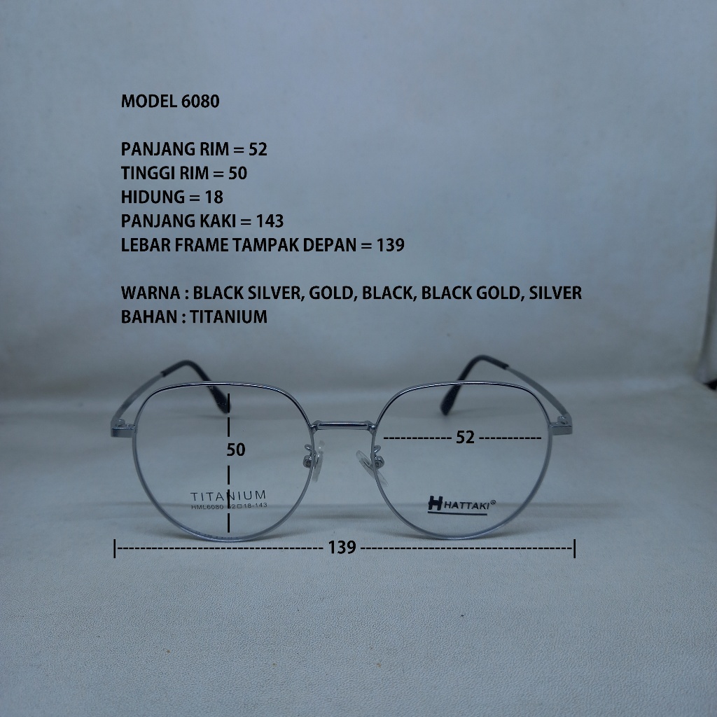 FRAME KACAMATA 6080 TITANIUM PRIA WANITA