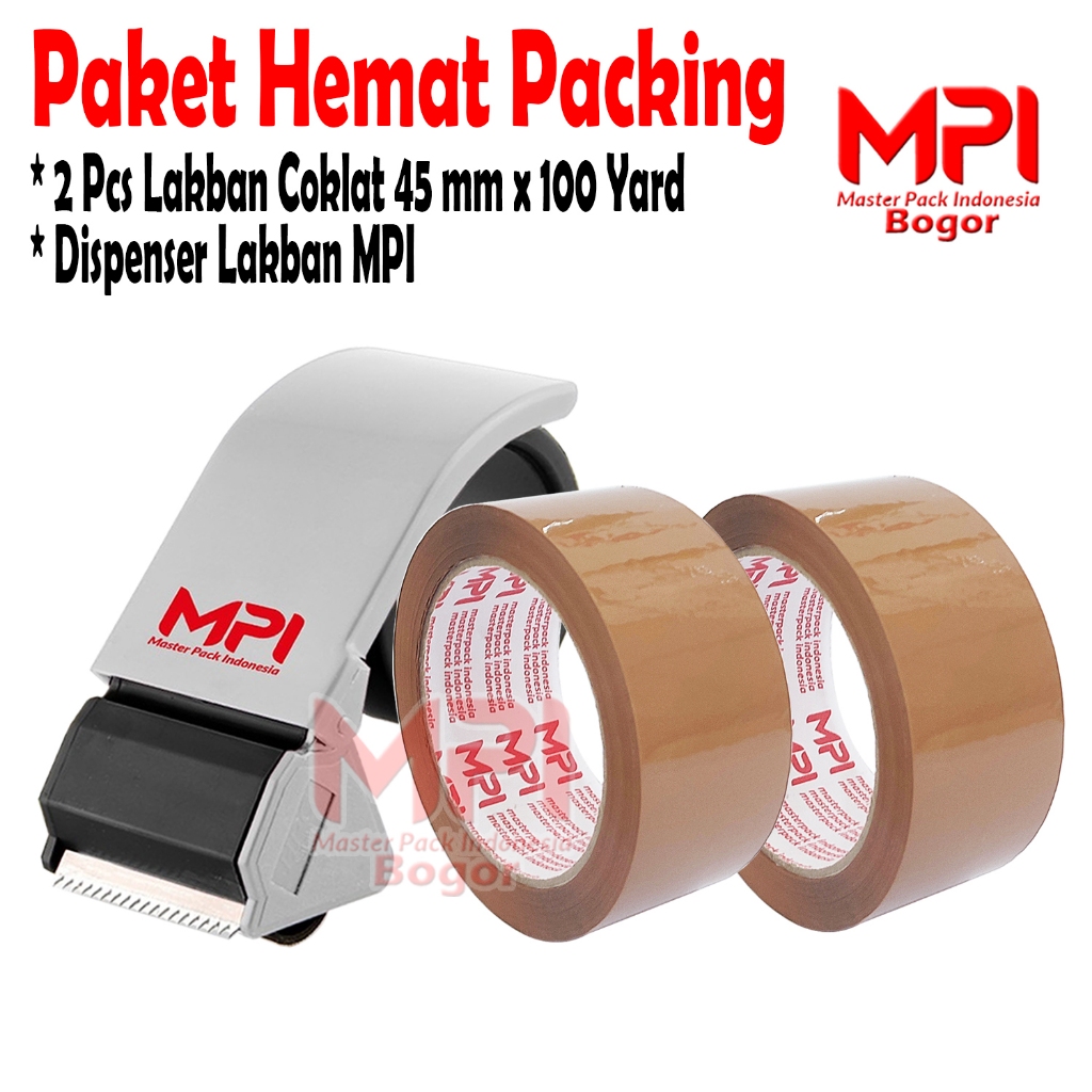 

Paket 2 PCS Lakban Coklat MPI 45 mm x 100 yard Plus Dispenser Lakban MPI - Master Pack Indonesia Bogor