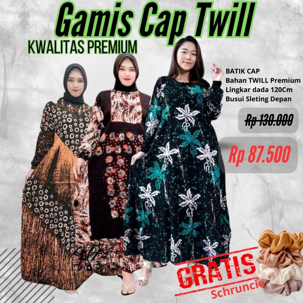 Baju Wanita Gamis Cap Rayon twill Gamis Jumbo Gamis Batik Pekalongan Premium