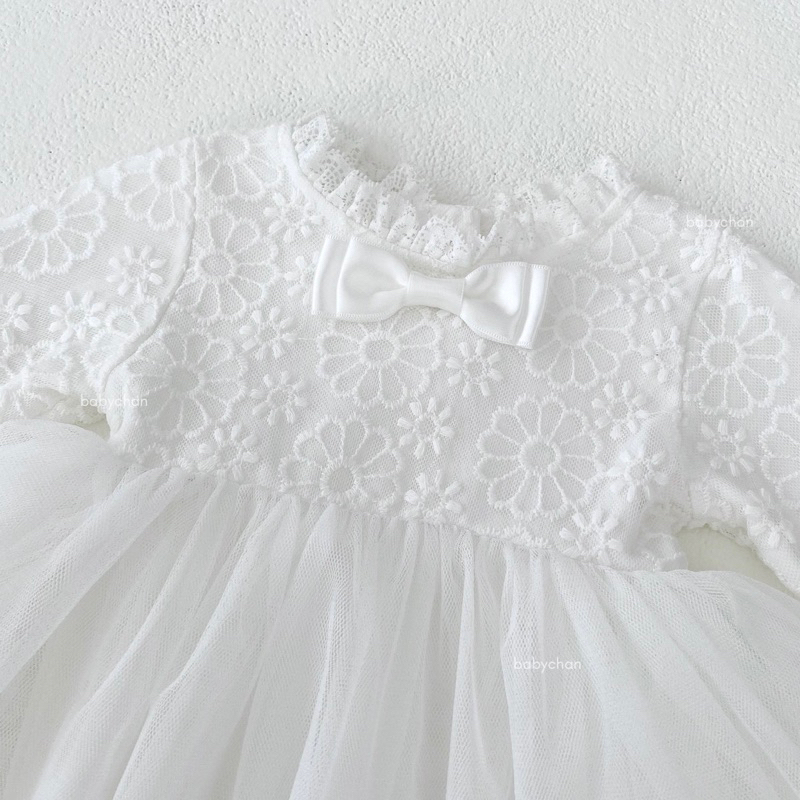 RB BABYCHAN - EVELYN ROMPER DRESS - Baju baptis bayi - baju aqiqah bayi Baju pesta bayi perempuan