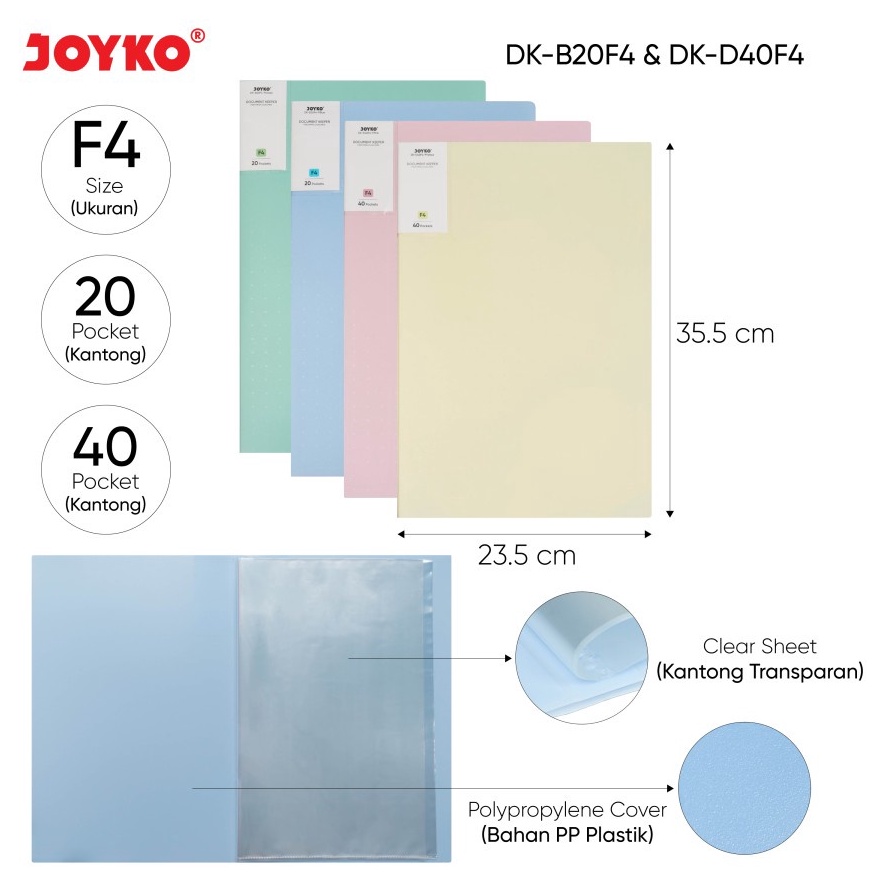

10.10 Promo >> Document Keeper Clear Holder Map File / Folder JOYKO DK F4 Pastel