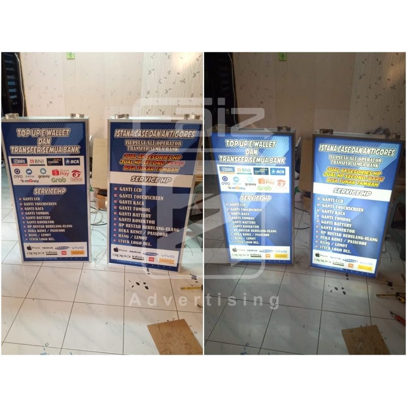 NEON BOX OUTDOOR Custom 2 sisi 70x40 Akrilik