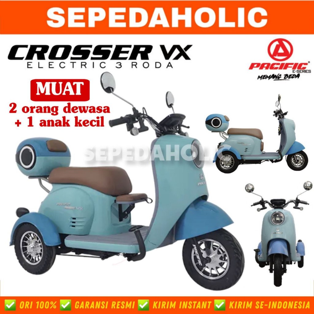Sepeda Listrik Roda Tiga CROSSER VX BY PACIFIC / GENIO EASTON XL1 BY UNITED Electric Bike