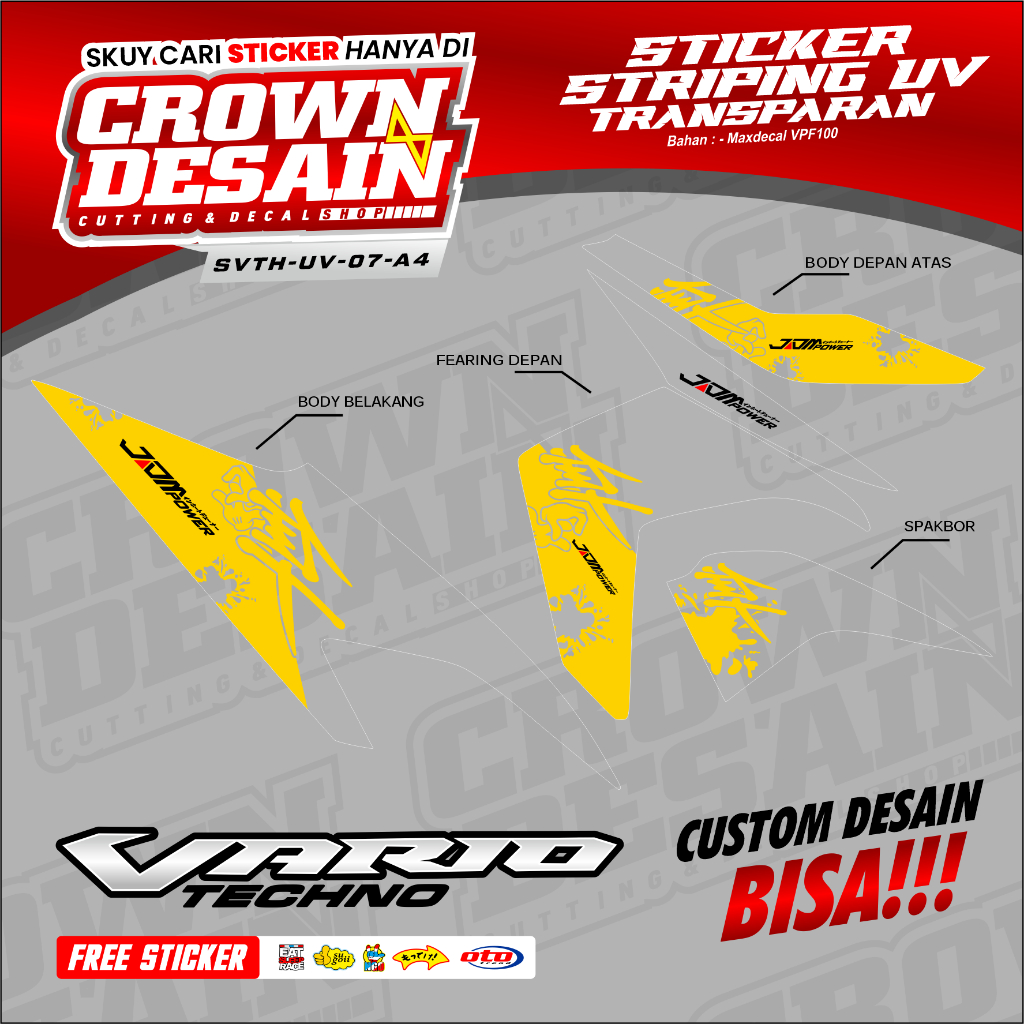 Striping Transparan Vario 110 Techno Desain JDM Power Custom - Stiker Striping Vario 110 Techno CBS 