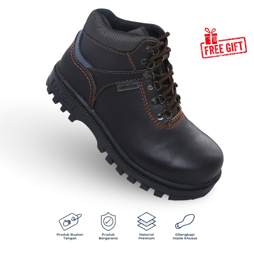 [FREE GIFT] Raindoz - RLI 012 Sepatu Boot Safety Casual Pria Original Kulit Asli Brown