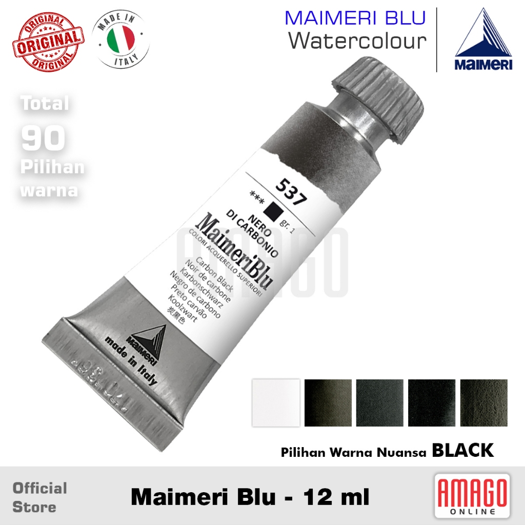 

MAIMERI BLU Watercolour - Cat Air Lukis Profesional - 12 ml - Pilihan warna nuansa Black and White