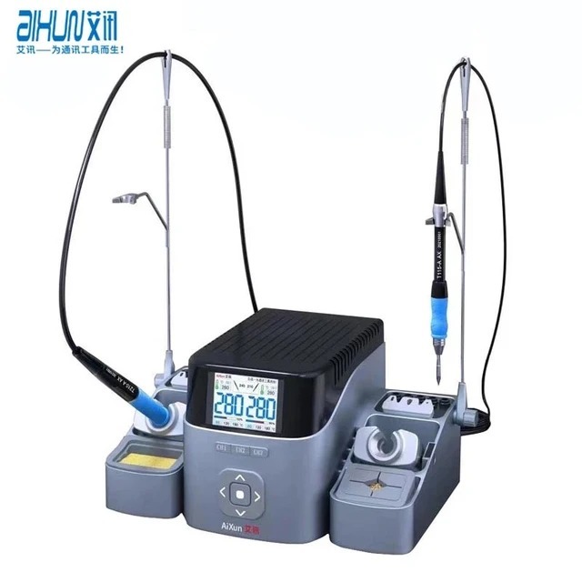 AIXUN T420D Dual Channel Soldering Station - Stasiun Las Digital dengan Kontrol Temperatur Manual dan Fitur Keamanan Lengkap