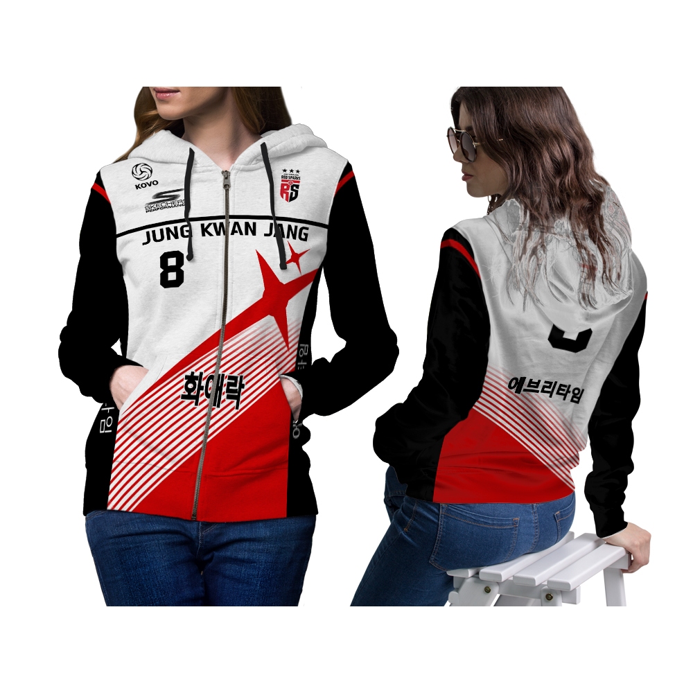 the moro - Jaket Hoodie JERSEY VOLI RED SPARKS Wanita Dewasa | Printing Sublime