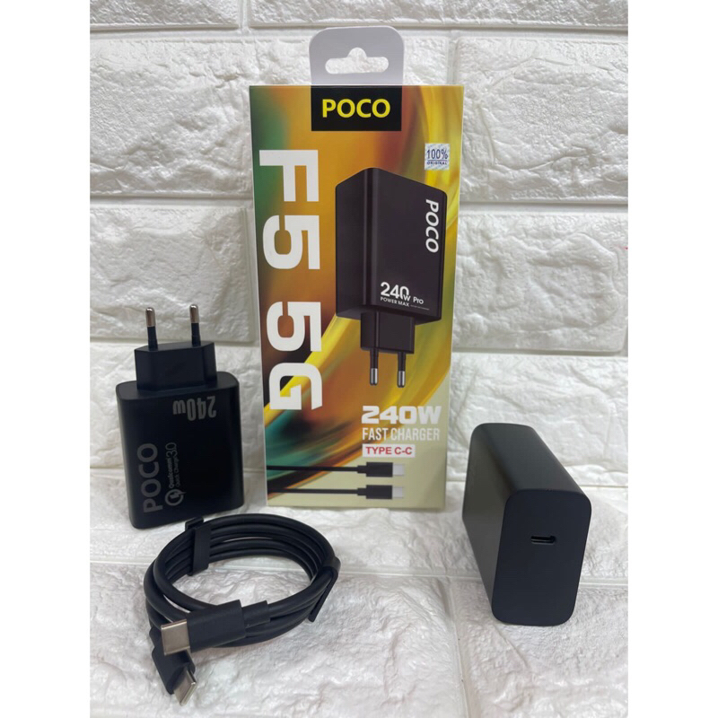 Charger Casan Ori Poco F5 5G 240W Full Black Type-C to C Support FastCharging