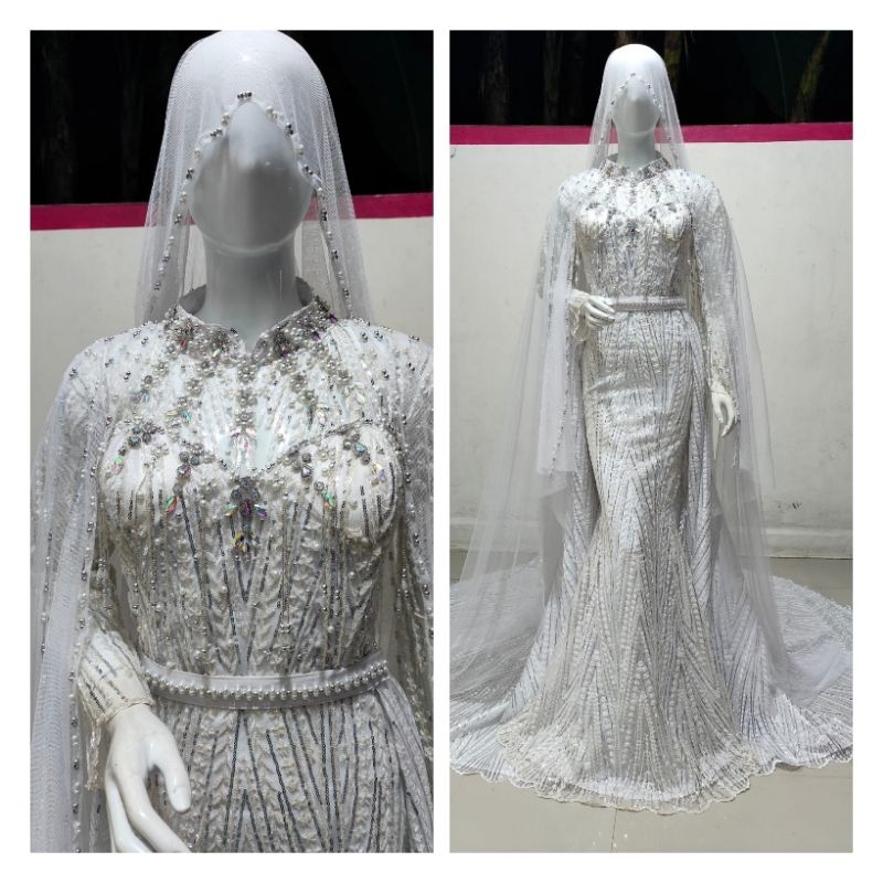 ready gaun pengantin mewah elegan warna putih