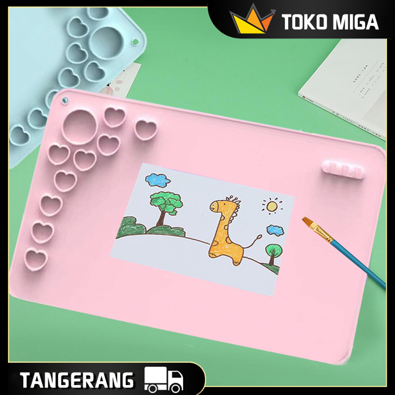 

Silicone Painting Mat Alas Lukis Silikon Cat Air Anak Dengan Cangkir Air Dan Tempat-cat