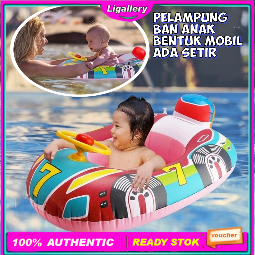 Pelampung Ban Renang Anak Balita Duduk Bentuk Mobil Ada Setir Ban Renang Anak