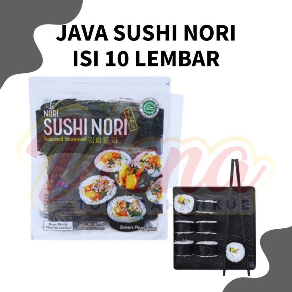

Java Sushi Nori isi 10 | 50 Lembar Rumput Laut untuk Sushi / Kimbab / Gimbap / Onigiri