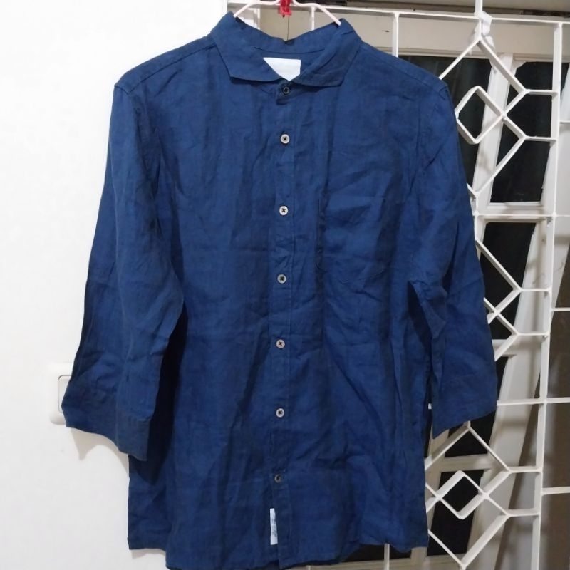 GOSTAR DE FUGA linen shirt navy kemeha pria