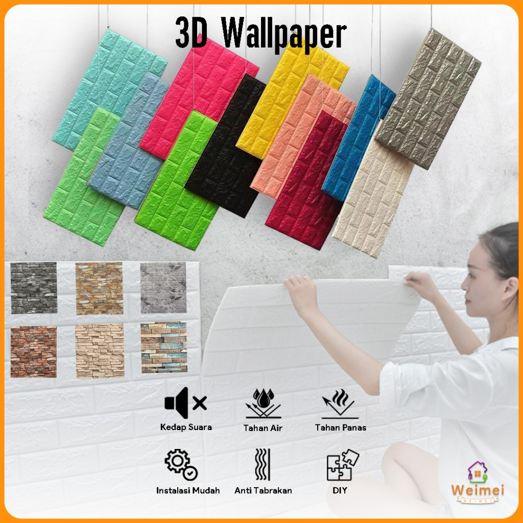 3D Wallpaper Dinding Foam Plafon Dekorasi Dinding Kamar Tidur DIY Rumah High Quality Anti Air Motif Dekorasi Timbul Foam Size 35x 30CM