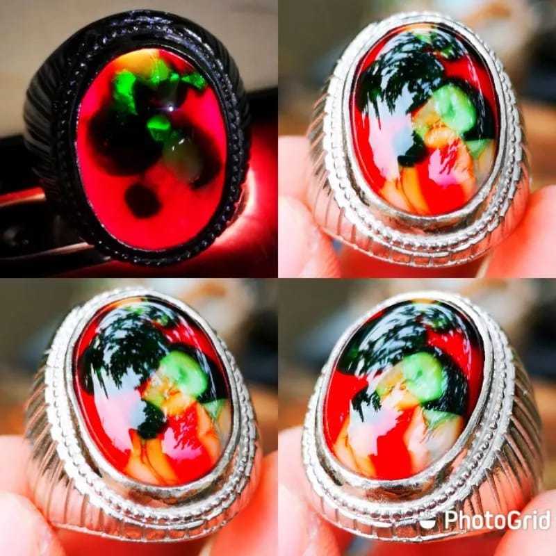 Batu Cincin Pria//Batu Akik Pancawarna Ceko//Pancawarna Garut Super Mewah Crystal HQ TERMURAH Asli N