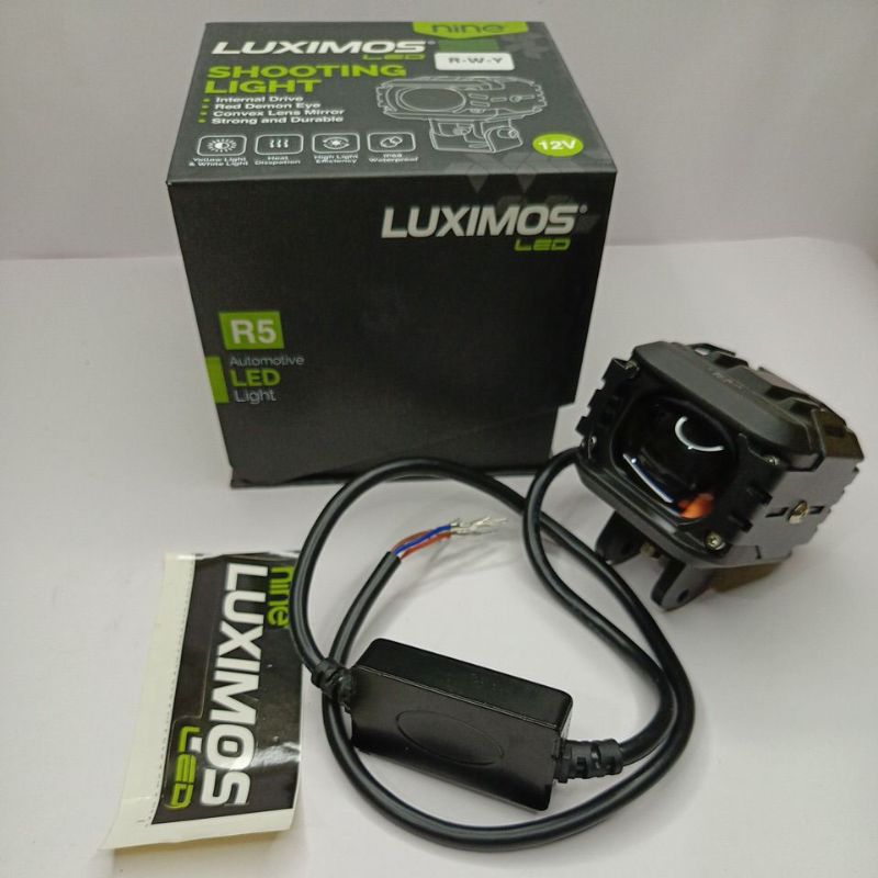LUXIMOS SHOOTING LIGHT R5 DEVIL EYE 2 WARNA PUTIH KUNING LAMPU SOROT MOTOR