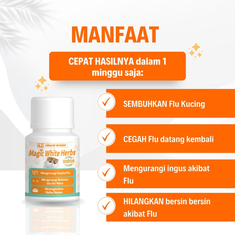 Vitamin Kucing Gemuk, Flu, Mata Belekan Magic White Herbs Dewarangga ECERAN