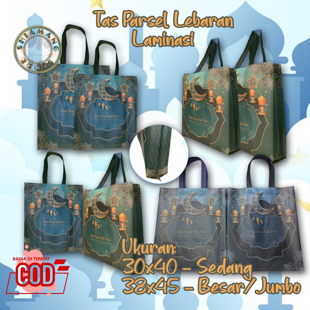 

Tas Souvenir Spunbond Laminasi Parcel Lebaran Parsel Idul Fitri Standing Handle 30x40x10 dan 38x45x10