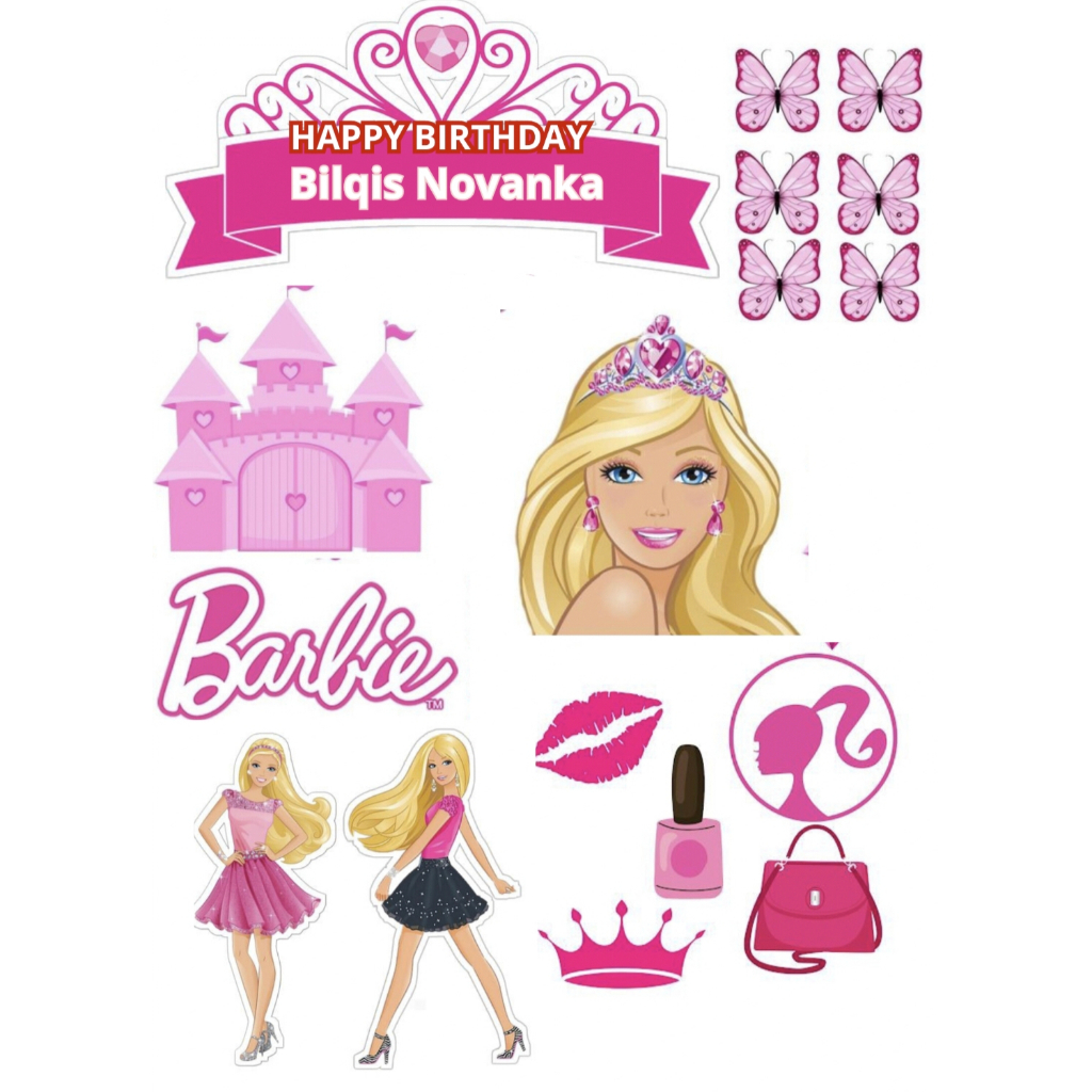 Topper Cake Ultah Karakter Barbie Pink