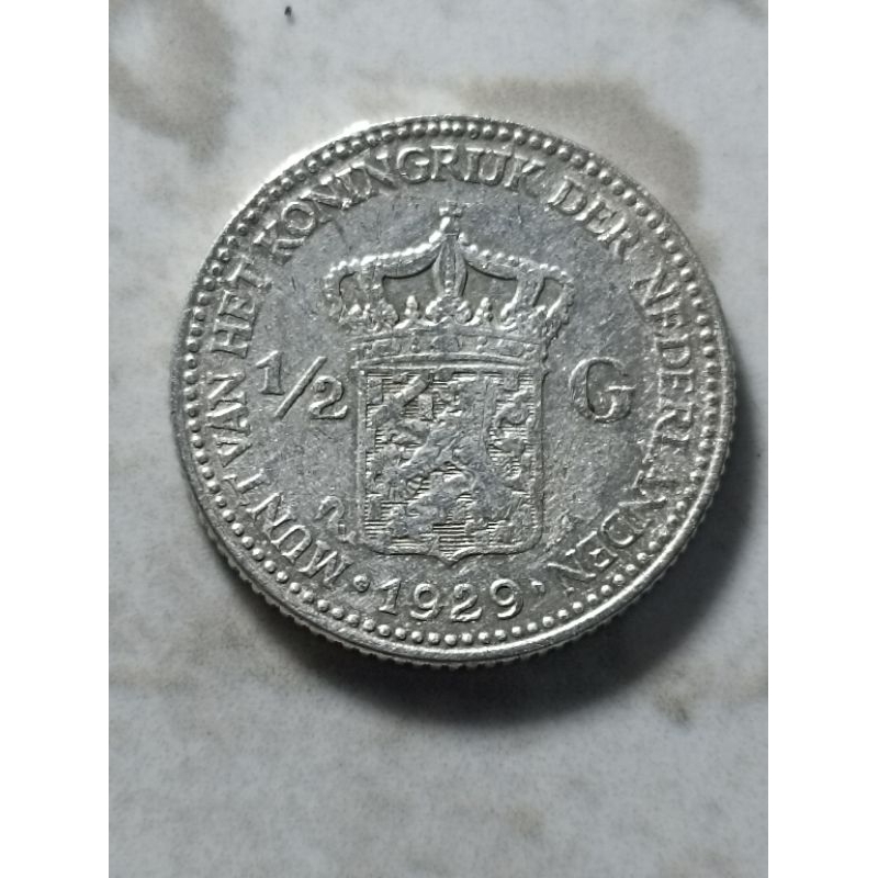 Koin Perak 1/2 Gulden Tahun 1929 (S146)