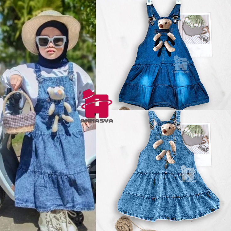 Overall Anak Perempuan Usia 1-7 Tahun Jumpsuit Gamis Boneka Jeans Anak perempuan