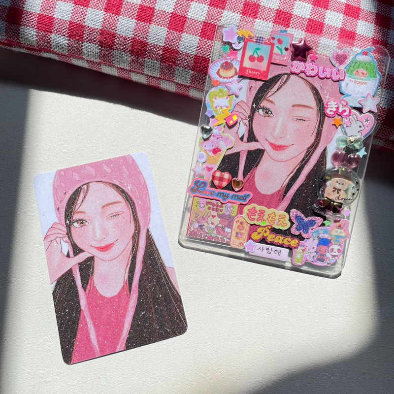 [Lapine] Photocard Fanmerch Glitter Wony | Fanmade Wonyoung Ive Pink | BACA DESKRIPSI