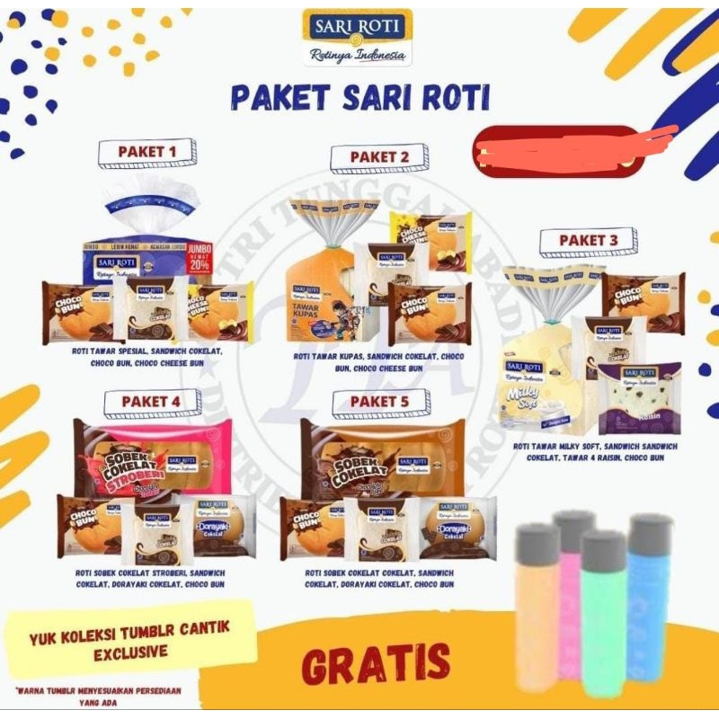 

PAKET SARI ROTI FREE TUMBLER