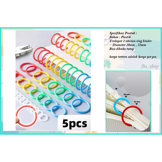

5 Pcs Ring Binder Buka Tutup Plastik Binder DIY Plastik Ring Binder Lubang Binder Pembolong Binder