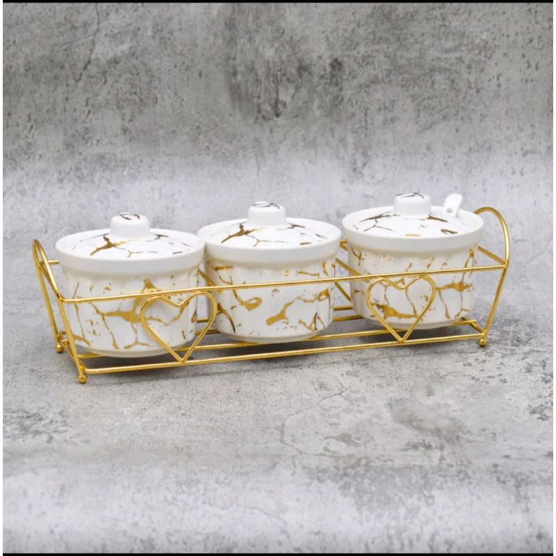 Tempat Sambal/Bumbu Keramik + Rak Motif Marmer Fiorenza 812Q