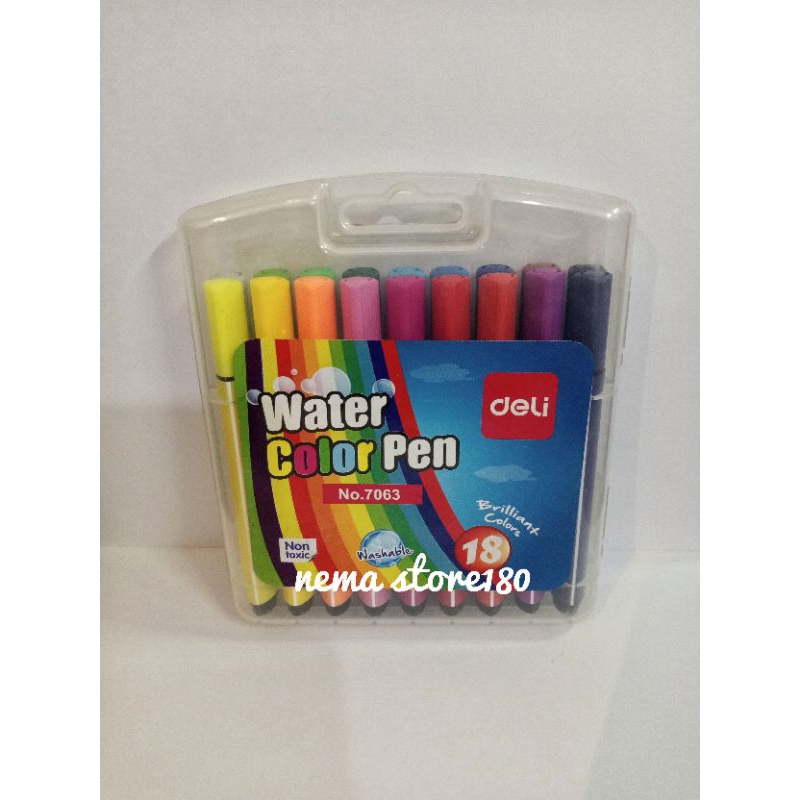 

DELI WATER COLOR PEN 18 WARNA 7063 UNTUK ANAK
