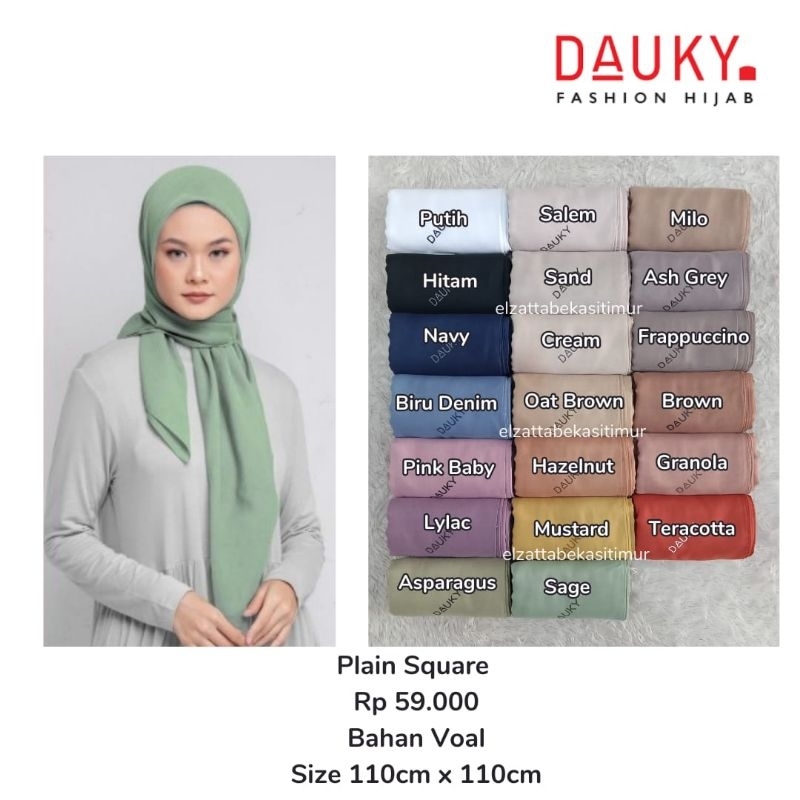Plain square Scarf Dauky Segi empat Voal Dauky