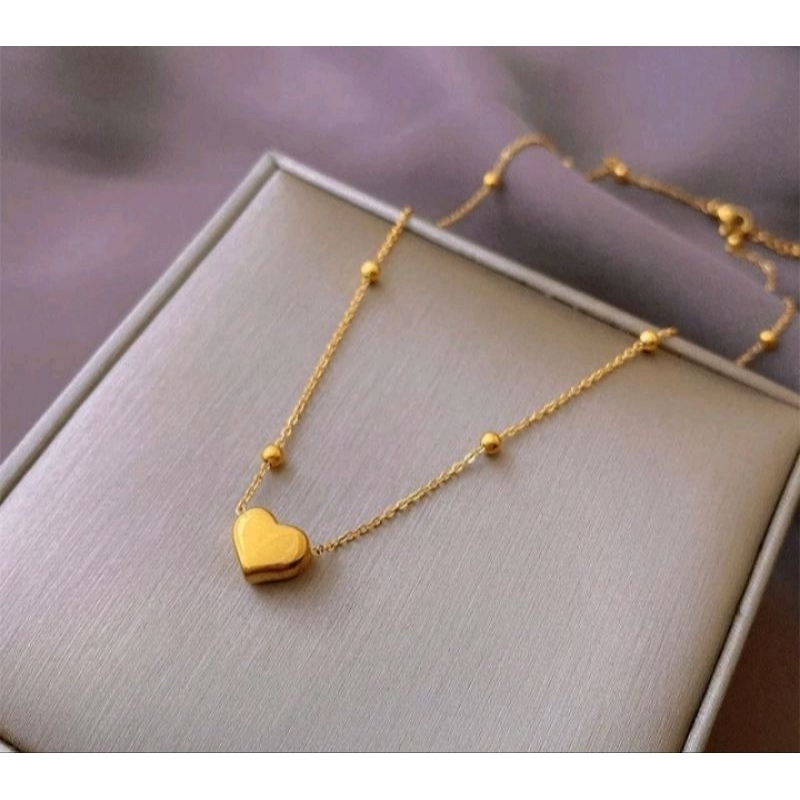 KALUNG TITANIUM LIONTIN LOVE JARAK BIJI LADA