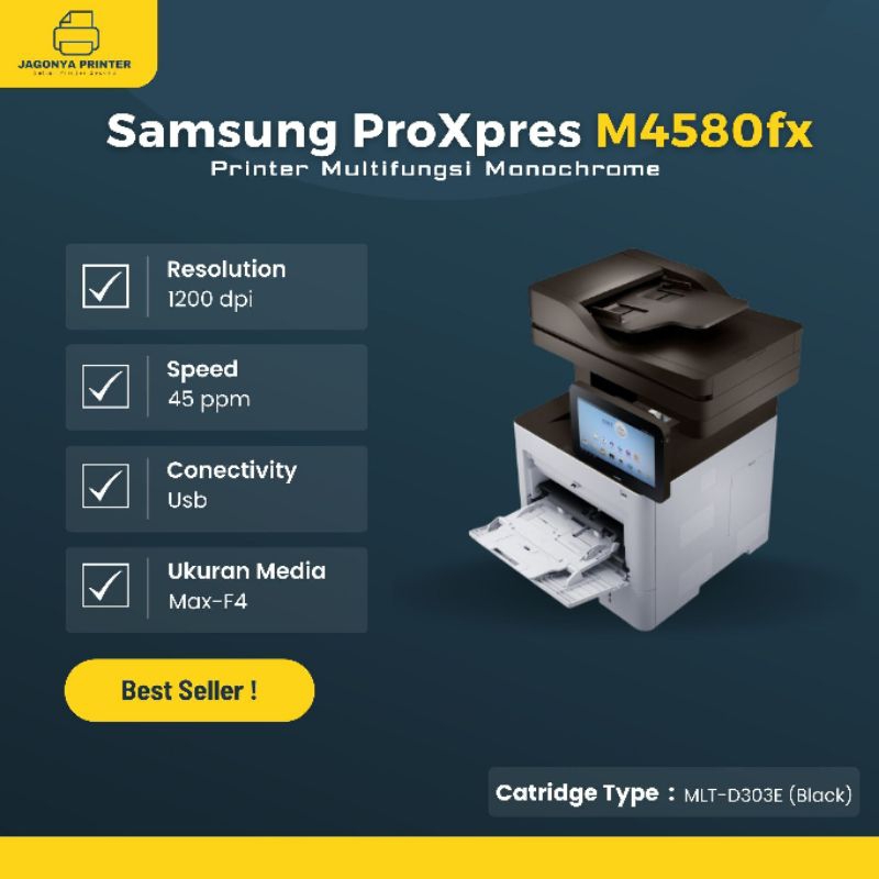 Printer Samsung ProXpres M4580fx Mesin Fotocopy Monochrome kaca f4 Speed 45ppm