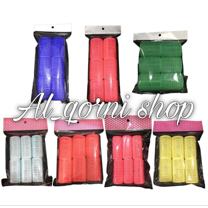 Roll Rambut Tempel Isi 6 Roll Rambut Poni Kecil / Besar / Jumbo Hair Roller Keriting / Gelombang
