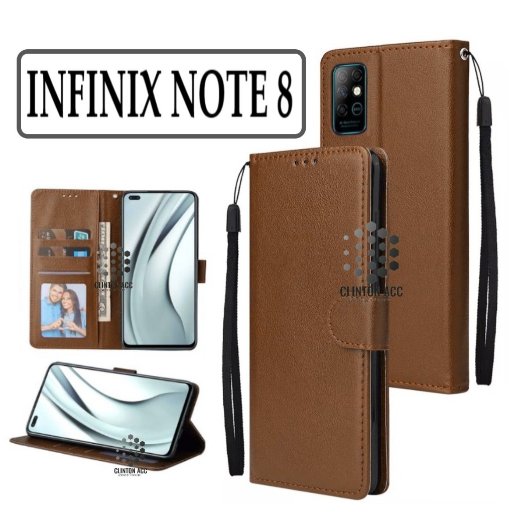 CASE HP INFINIX NOTE 8 FLIP WALLET LEATHER DOMPET KULIT SOFTCASE PREMIUM FLIP COVER SARUNG BUKA TUTU