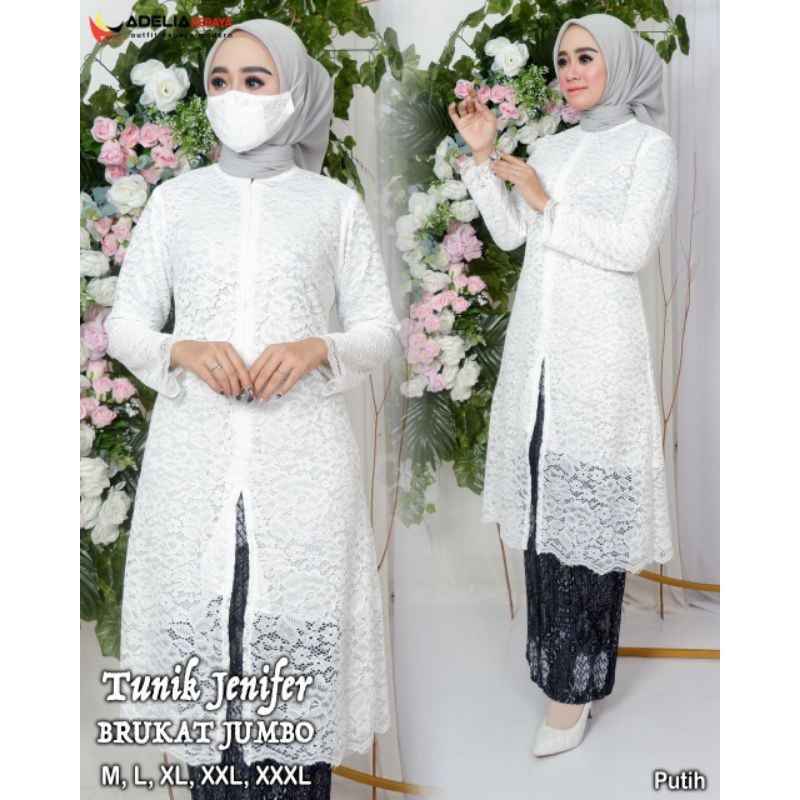 (Satu Set)kebaya tunik brukat jumbo Ld 130 // kebaya kondangan // kebaya wisuda // kebaya brokat wan