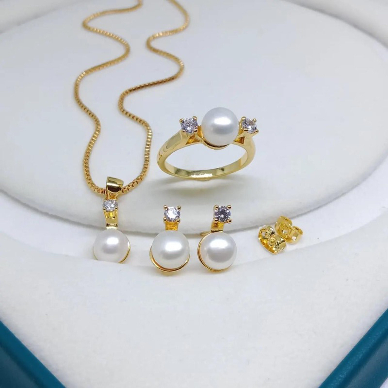 set mutiara lombok || satu set rhodium mutiara air tawar asli lombok