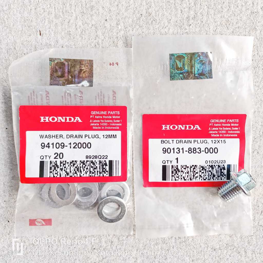 Bolt-Washer Drain Plug - Ring-Baut Tap Oli Mesin Kirana-Karisma Supra-X 125 Revo Blade Cub-125 CT-ST