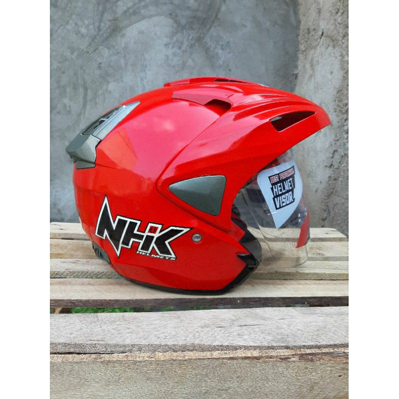 Helm Nhk Predator Solid Red Doble Visor (Bekas)