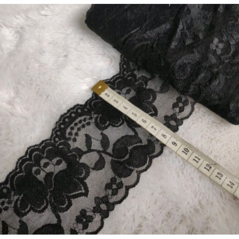 renda bordir elastis hitam renda karet