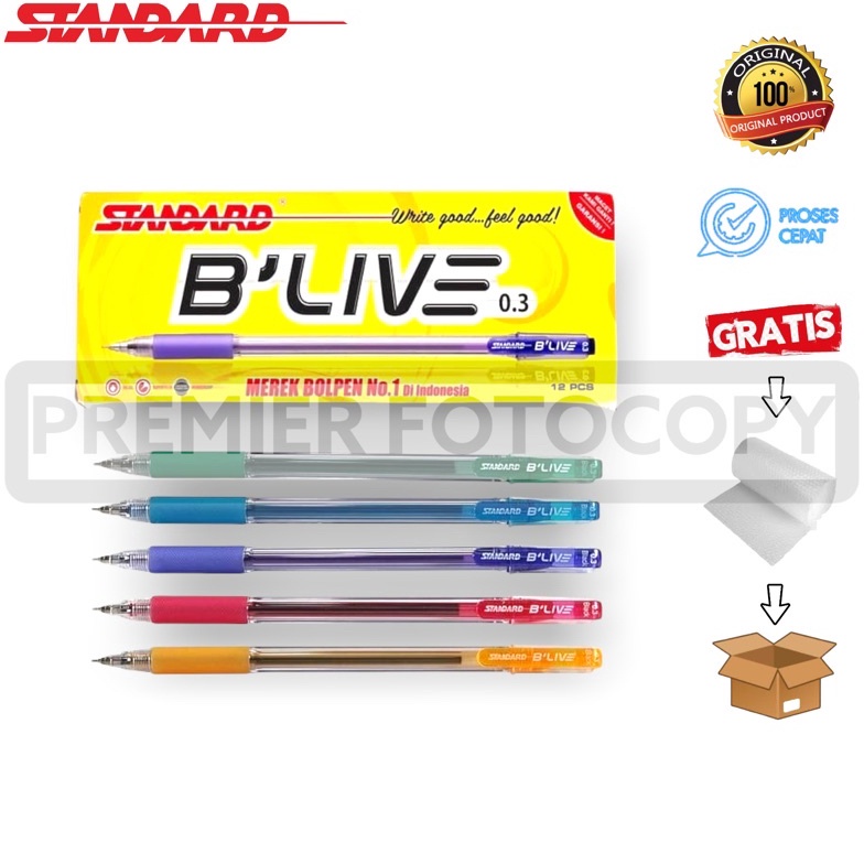 

Produk Premium.. Pulpen Standard Blive / B live / B’live 0.3 - 12pcs ETB