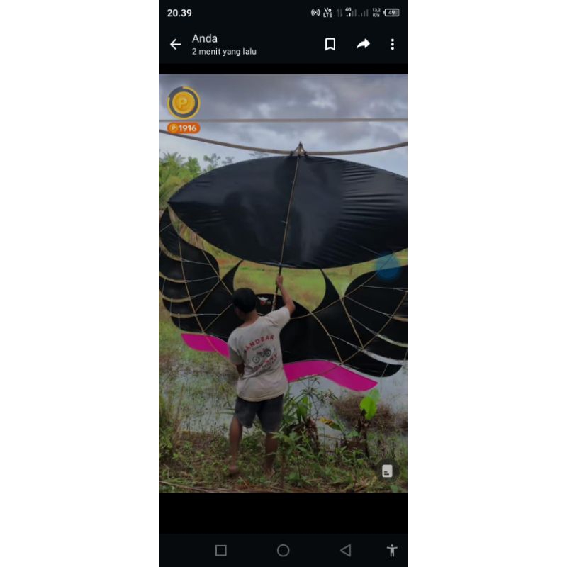 layangan ram raman ukuran bambu 3 meter + sendaren