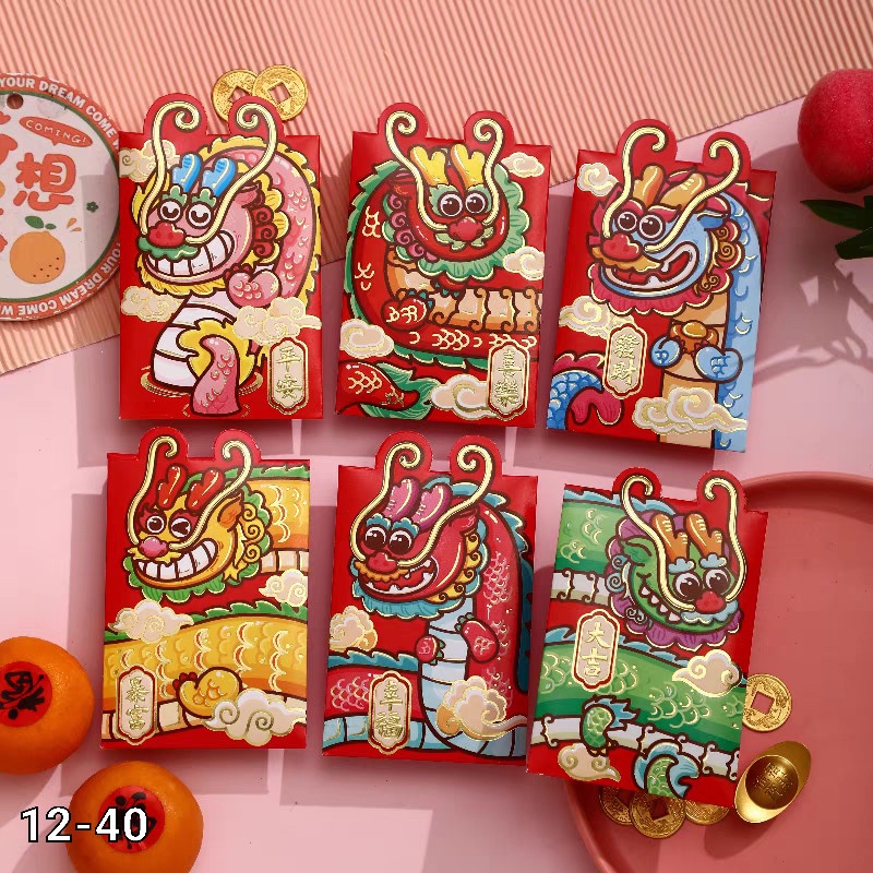 

GROSIR Angpao Naga 2024 Model Kuping Pendek Angpau Imlek isi 6 Premium