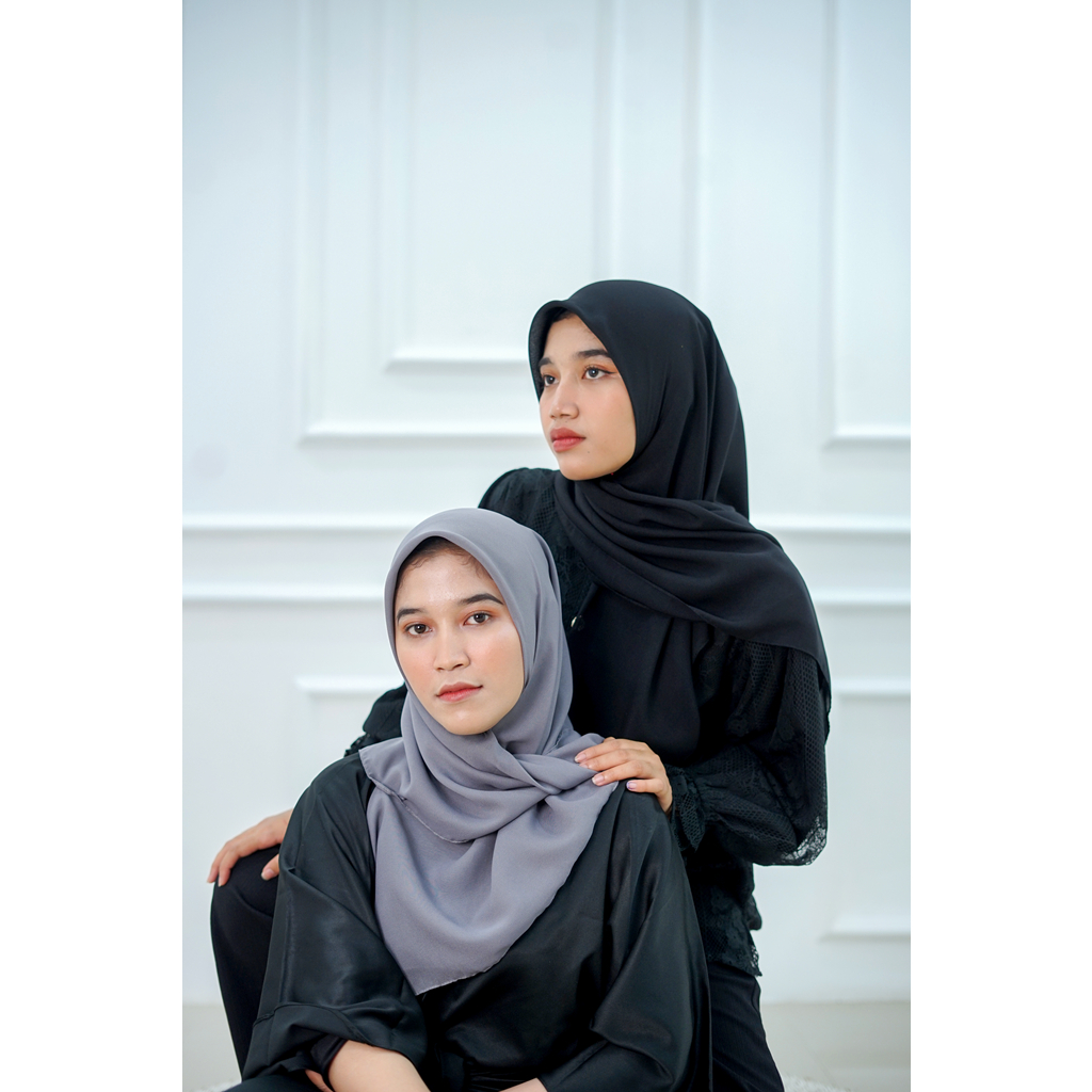 Jilbab Kerudung Segiempat Daily Hijab Bella Square JAHIT TEPI Polycotton premium Anti Letoy | Plain 