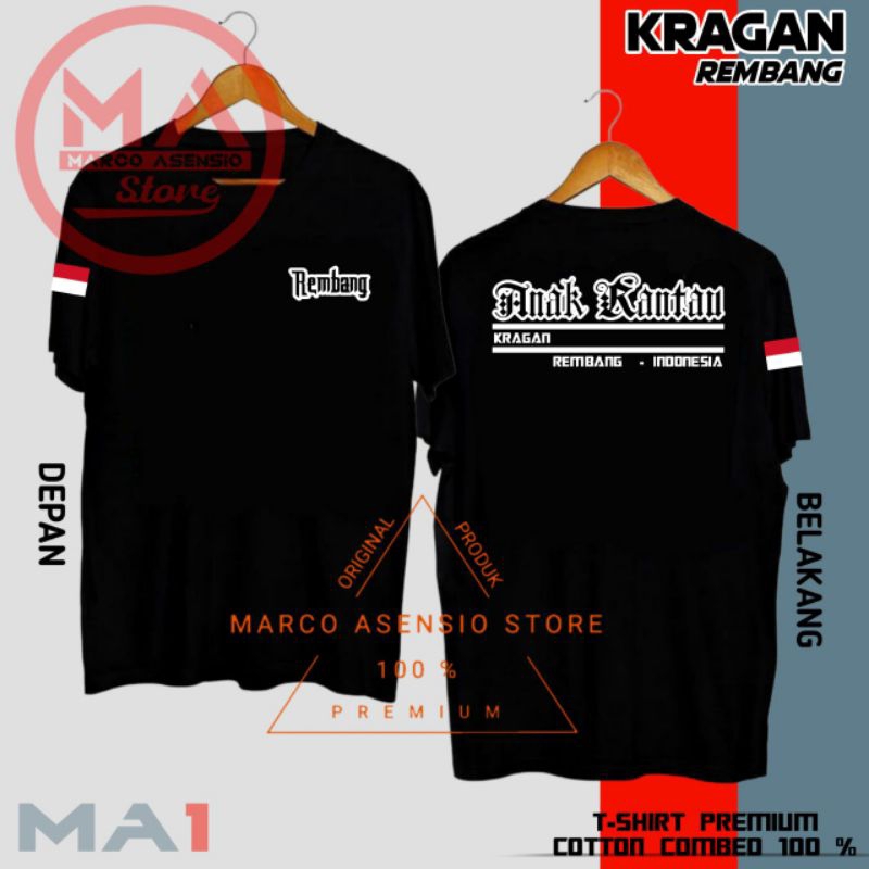T-SHIRT KAOS HITAM PREMIUM DESAIN TULISAN ANAK RANTAU REMBANG | KRAGAN LASEM PAMOTAN PANCUR SALE SAR