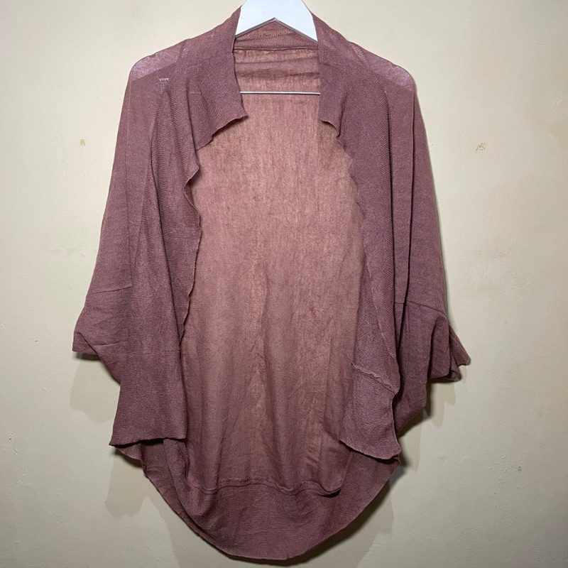 Preloved Cardigan Outer Long Sleeve Oversized Jumbo Wanita Brown Thrift - CD032