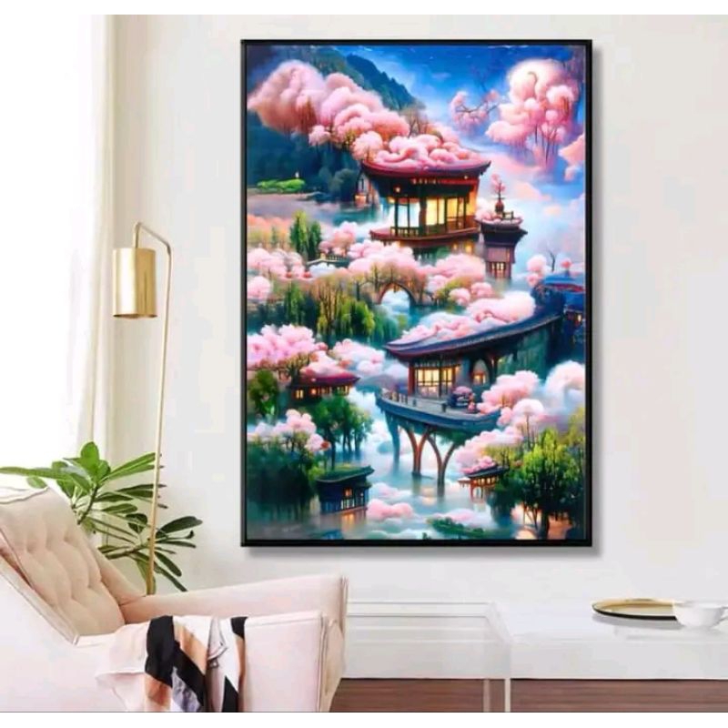 paket kristik pemandangan kahyangan indah 9ct pola kain