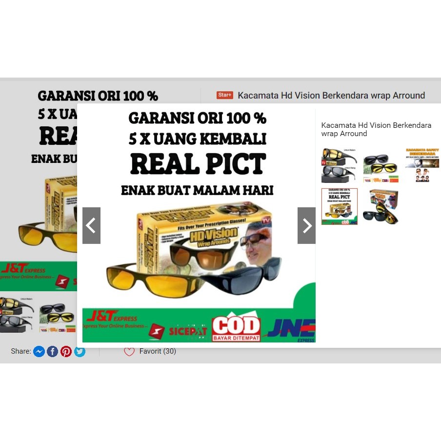 [100% original] kacamata hd vision wrap arround