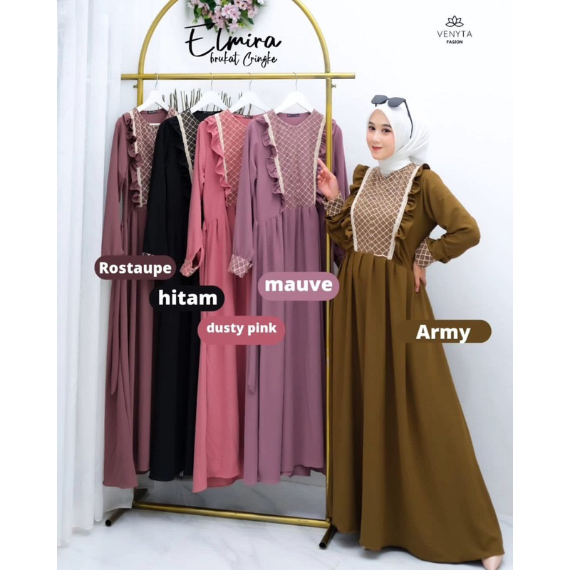 GAMIS ELMIRA CRINGKLE AIRFLOW LD 110 STANDAR JUMBO homedres gamis murah gamis terlaris